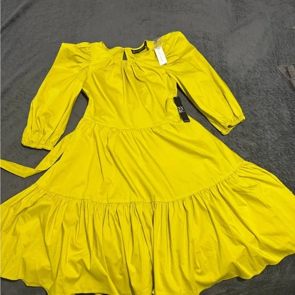 New York & Company Yellow Puff Sleeve Sundress - Picture 5 of 15